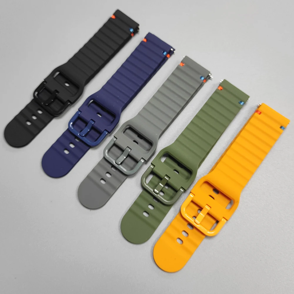 Enhanced Silicone Sport Smartwatch Bracelet - 20/22mm Adjustable Strap