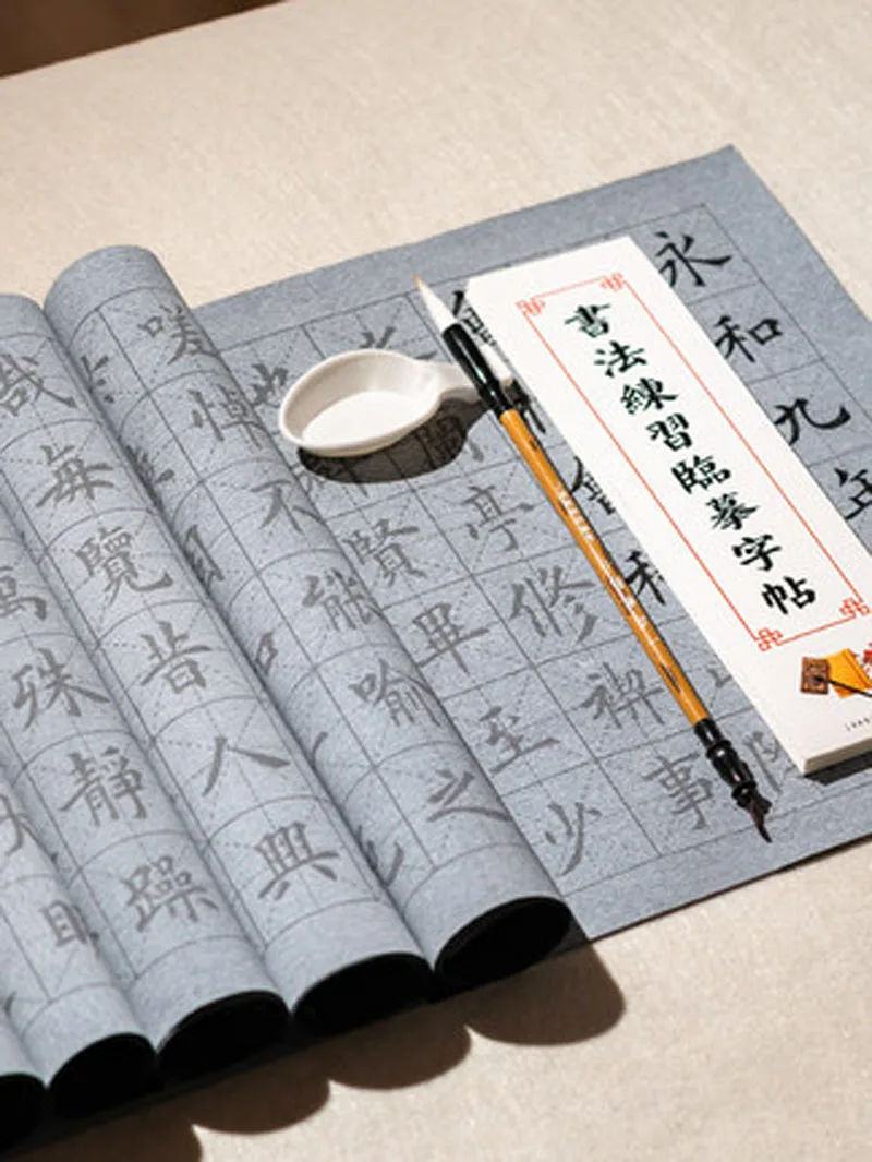 Chinese Calligraphy Set Rewritable Water Writing Cloth with Brush and Dish Quick Drying Cloth Paper for Beginners Practice Set