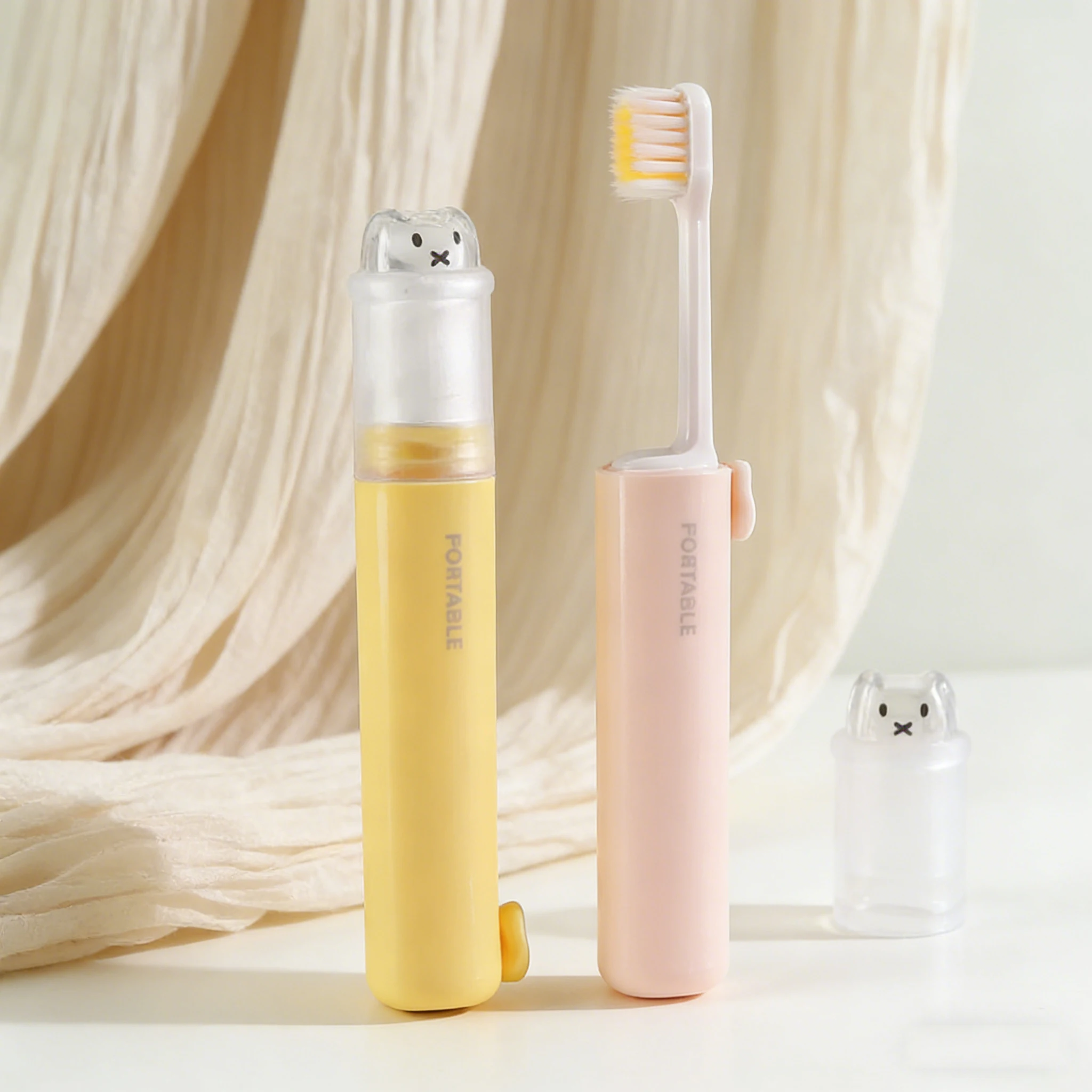 Toothbrush with toothpaste storage open