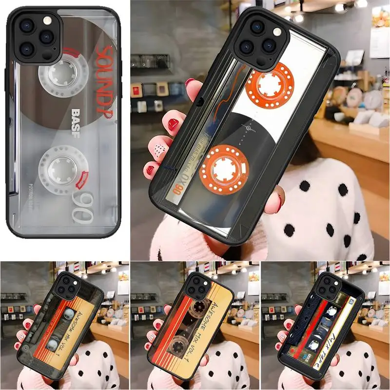 Retro Cassette Tape Phone Case Pc + Tpu Design Per Samsung Galaxy S22 S10 S21 S20 S30 Plus Ultra Note 10 Pro 20 Cover Posteriore