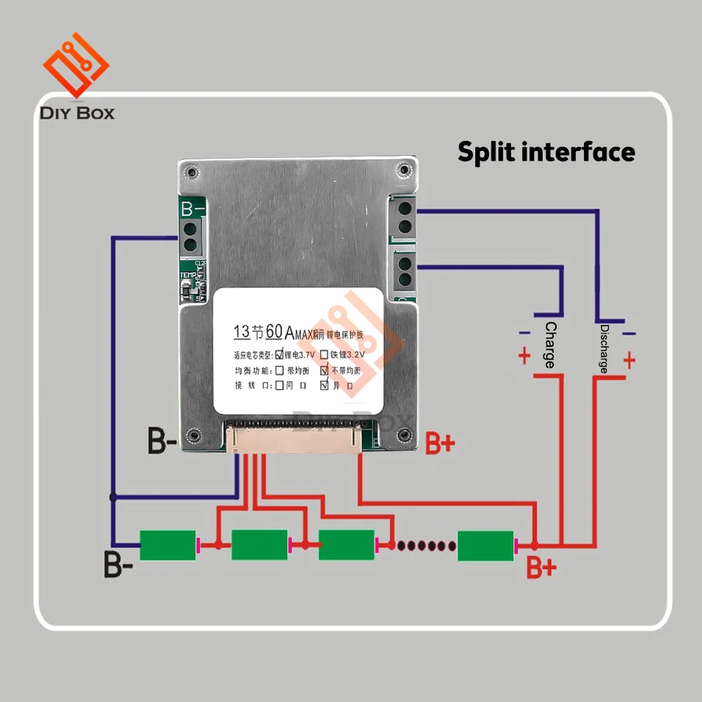 Bms-lithium Battery Protection Board 13s 48v 60a Li-ion Cell Battery Pcb Circuit Charging Board para Veículos Elétricos