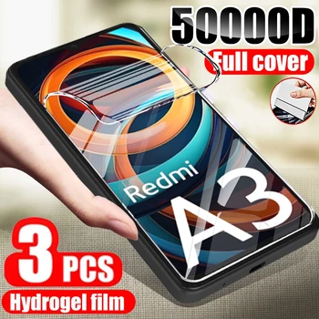 Film hydrogel souple pour Xiaomi, protecteur d'écran pour Redmi A3, A1, A2 Plus, 13C, 12C, 12, 10C, 10A, 10, 3 pièces