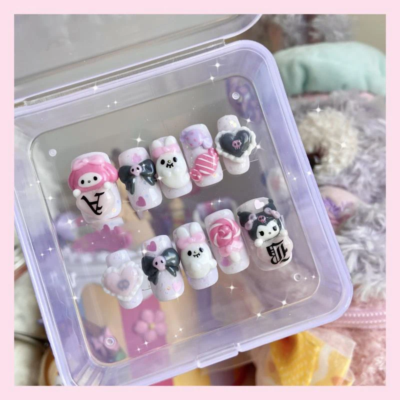 

Diy Sanrioed My Melody Cartoon Kawaii Halloween Little Ghost Creative Three-Dimensional Phototherapy Detachable Nail patch