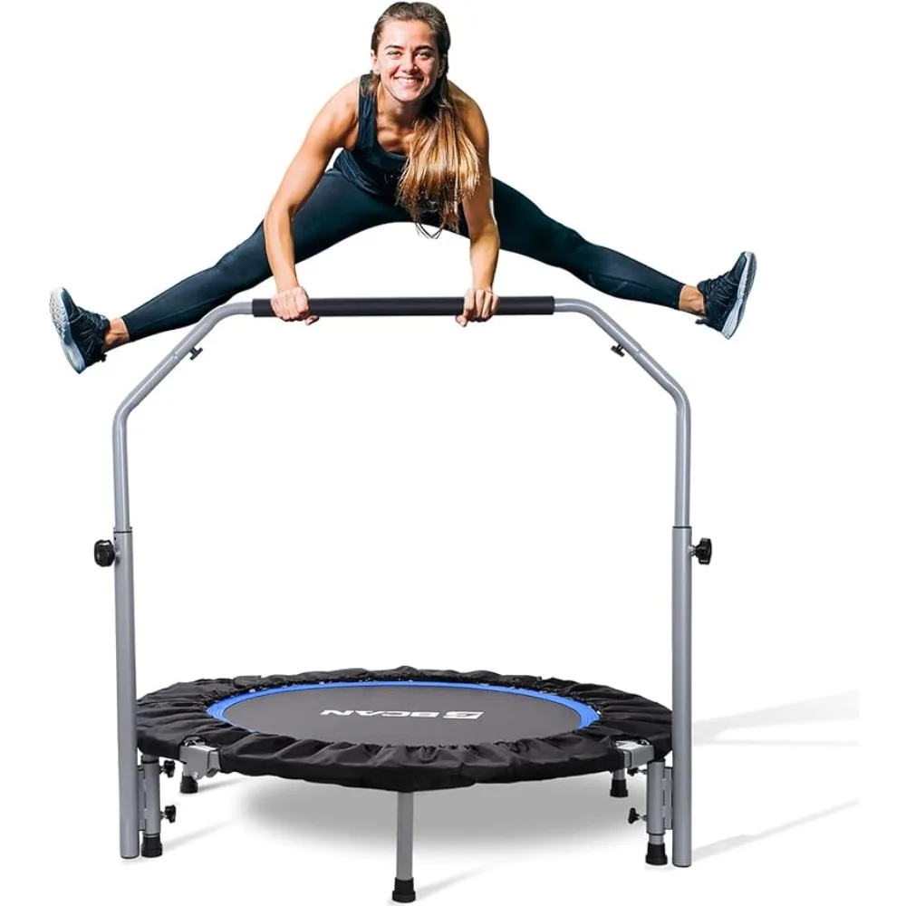 

40/48" Foldable Mini Trampoline Max Load 330lbs/440lbs, Fitness Rebounder with Adjustable Foam Handle, Exercise Trampoline