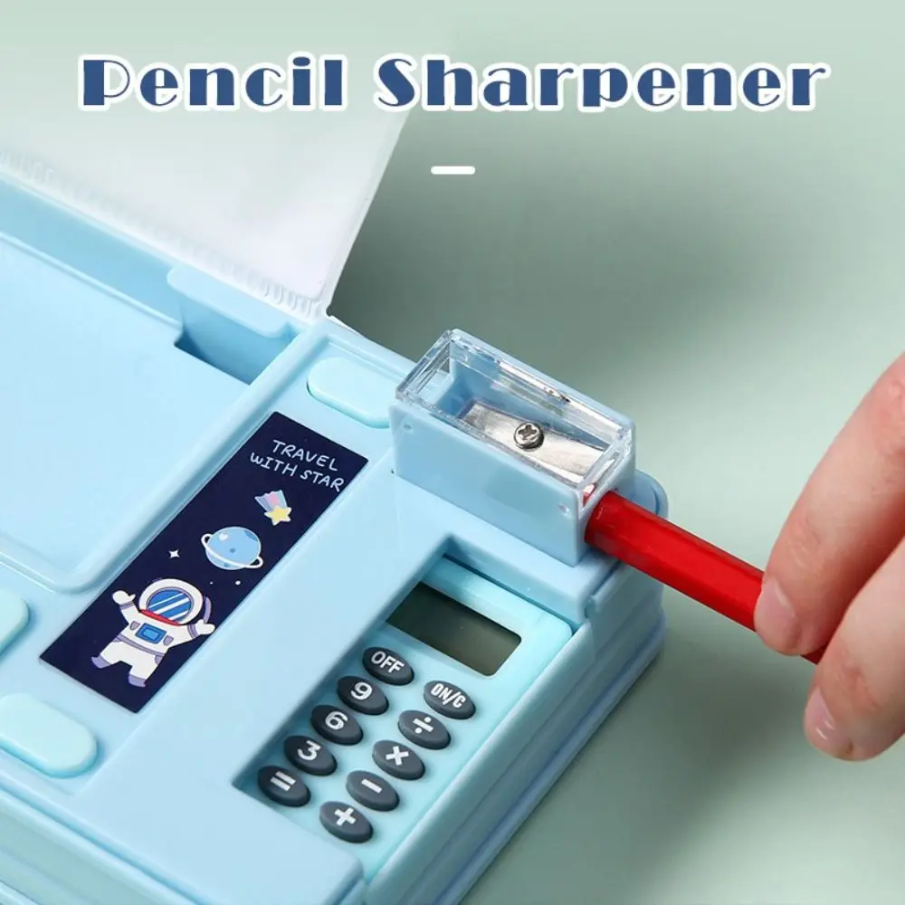 Plastic Pencil Case With Calculator/Pencil Sharpener Fun Mechanism Design Pencil Box Double Sided Use Multi-Functional Pen Bag - image 3