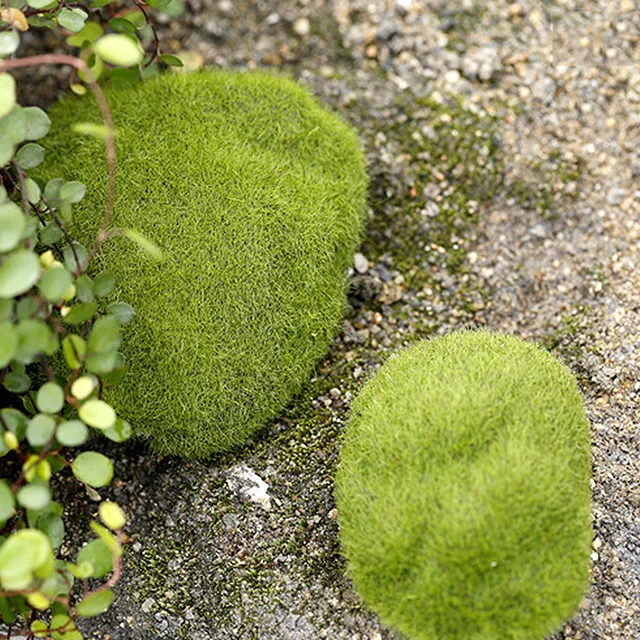 3 db Szimulált Mini Moha Kő Mesterséges Zöld Pelyhes Hab Golyó Hamis Kövek Otthoni Kerti Gyep Padló Bonsai Dekoráció - Image 5