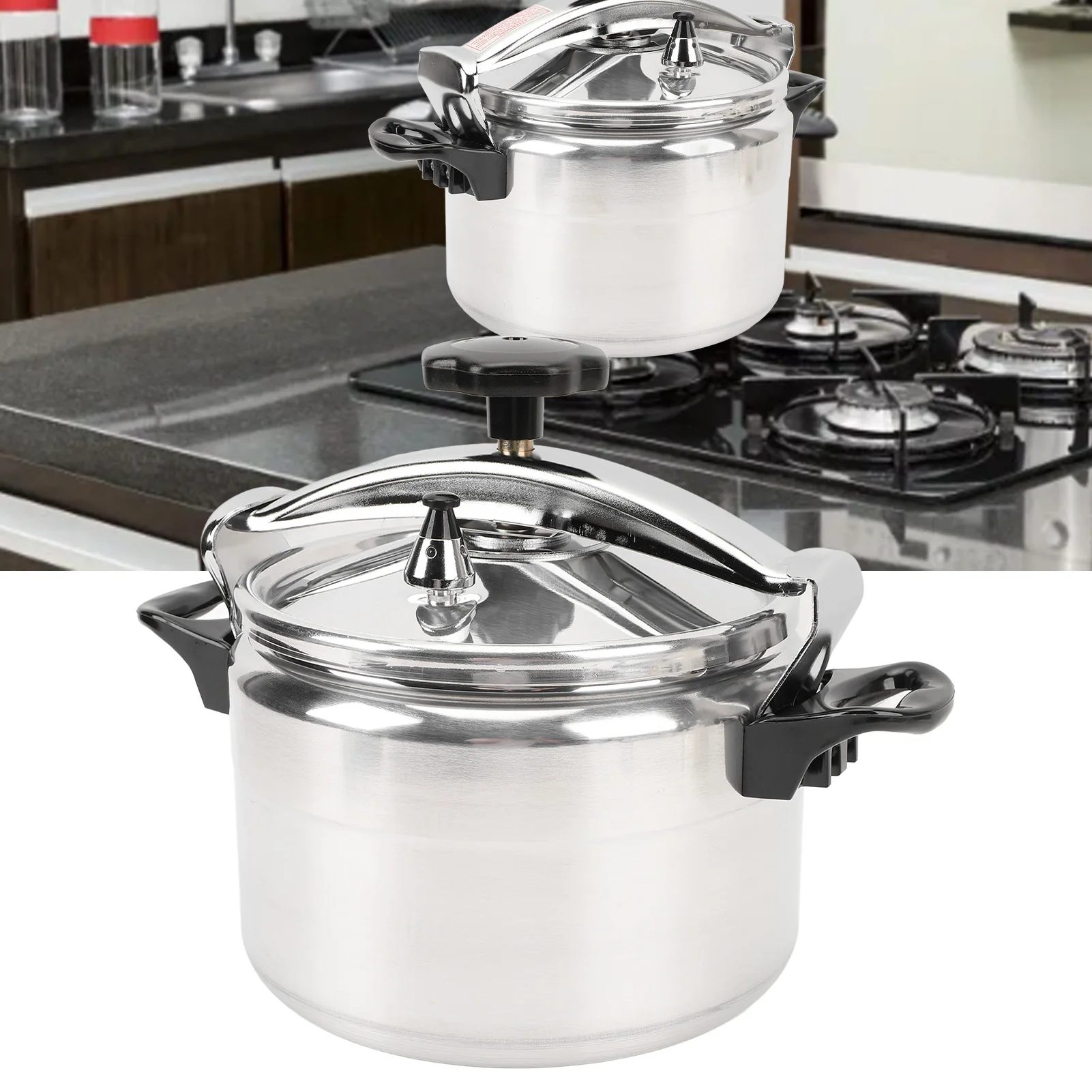 7L Professional Aluminum Pressure Cooker – Gas Stove, Dual Handle 4
