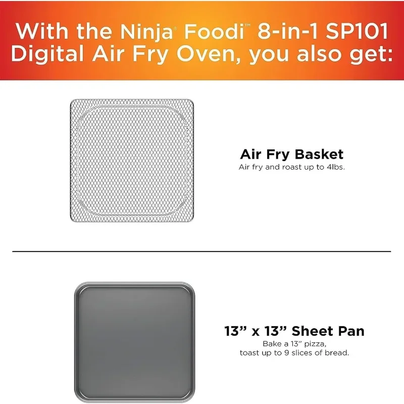 Ninja SP101 Digital Air Fry Countertop Oven with 8-in-1 Functionality, Flip Up & Away Capability for Storage Space 6