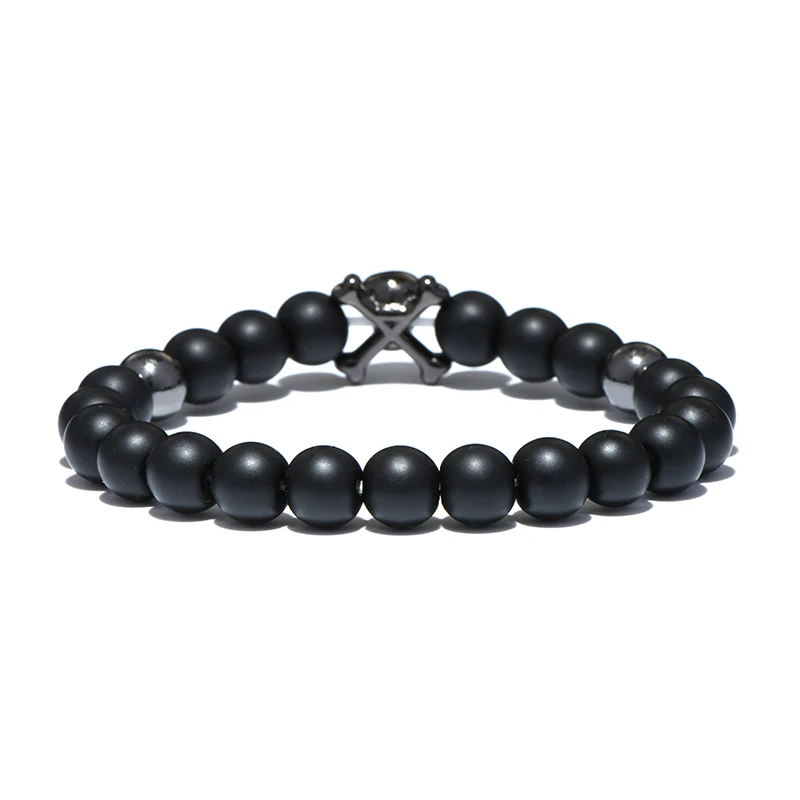 Natural Volcanic Lava Black Zirconia Hematite Bracelet for Men