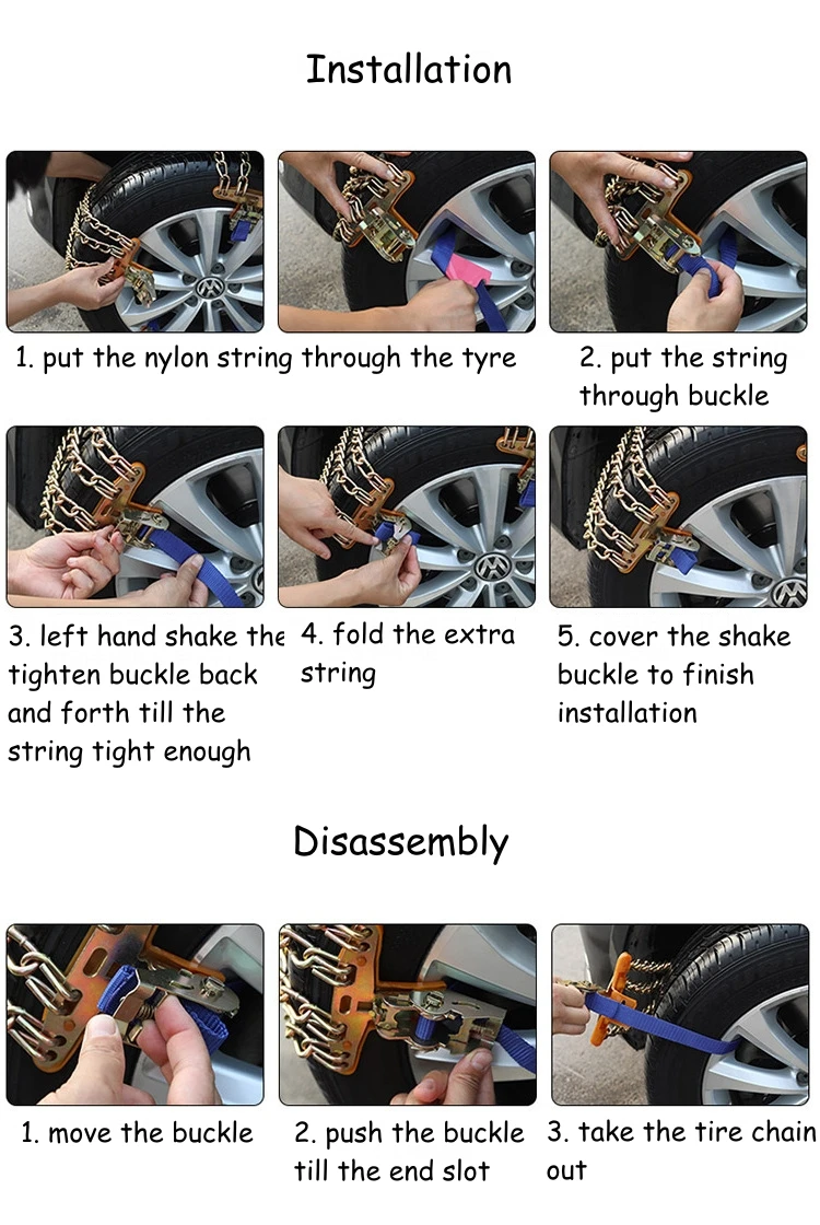 1pc Car Winter Snow Tire Steel Chain Vehicle Wheel Antislip Snow Chain