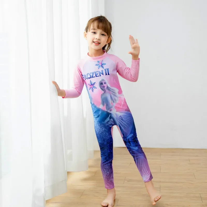 Baby Girls One Piece Swimsuits Children Swimwear Bathing Suit Cute Frozen Anna Elsa Swimming Kid Princess Sport Beach Wear Tops