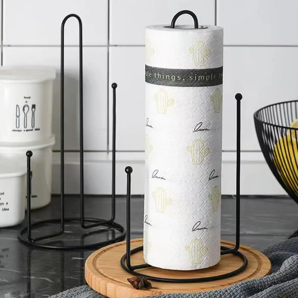 Kitchen Roll Paper Rack Convenient Paper Towel Holder Non-slip Toilet Paper Rack Anti-rust Roll Holder Countertop Tissue Holder