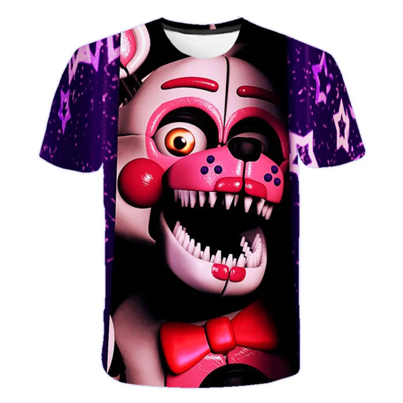 Horror game Five night freddy 3d picture print T shirts kid summer new style fashion loose short sleeve T shirts custom tee shirts