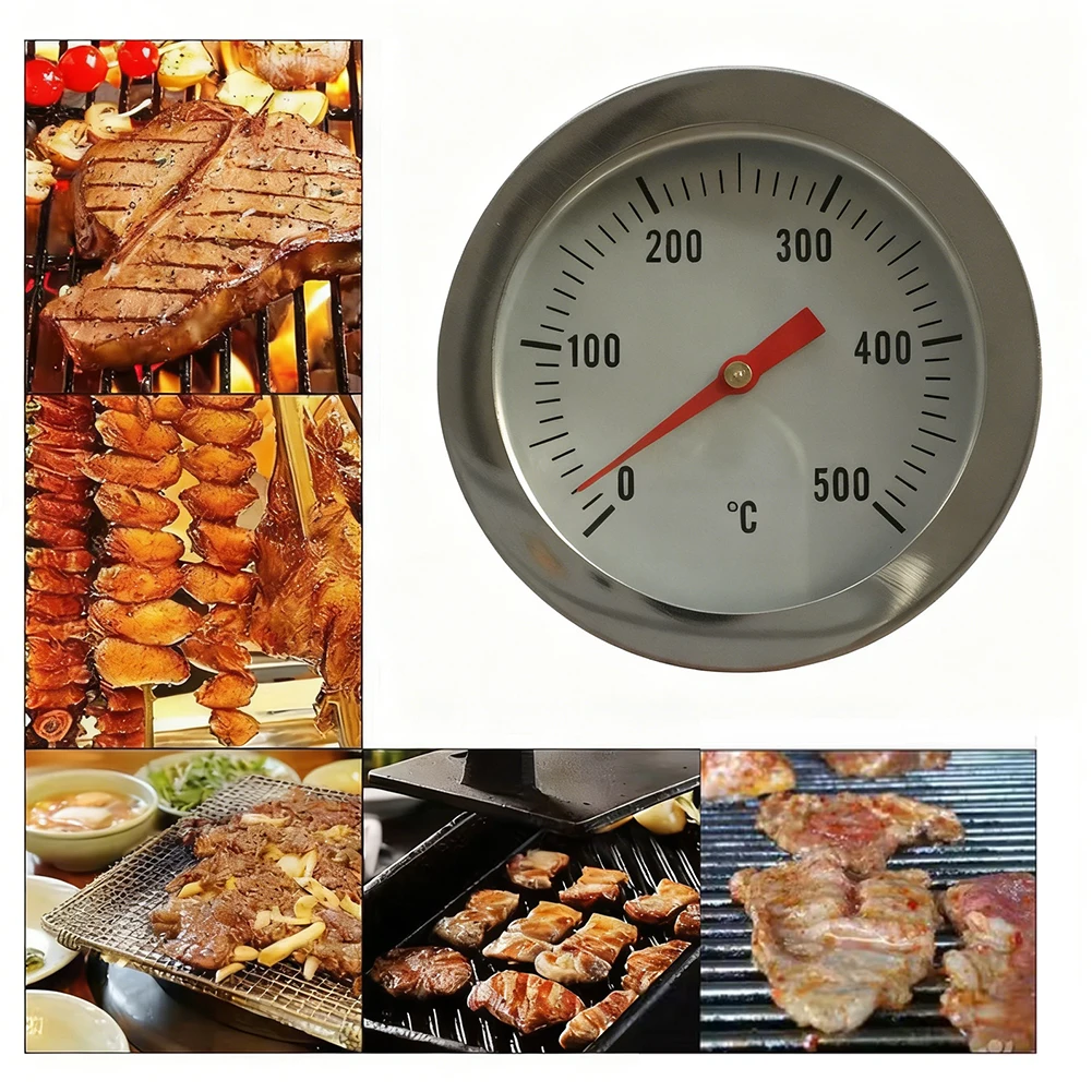 BBQ-Thermometer, Edelstahl, Ofenthermometer, Bimetall-Thermometer, 0–500 ° C 52 mm große Grillthermometer-Messwerkzeuge – Detail 3