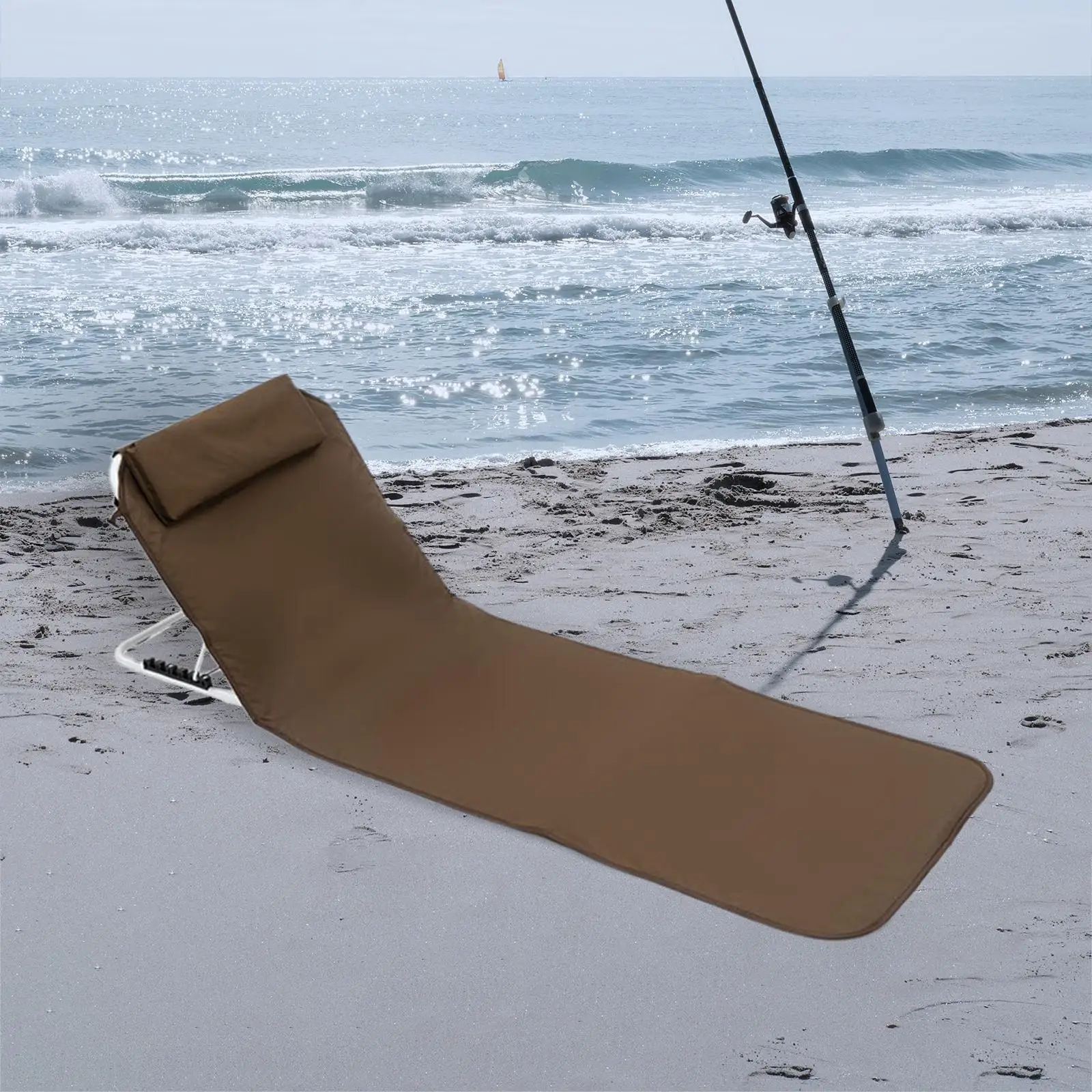 Folding Camping Chair Beach Floor Chair Chaise Beach Mat Backrest