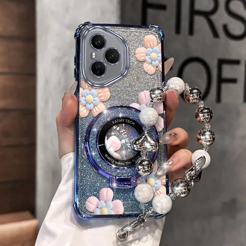 Decorative Flower Plating Bracelet Holder Phone Case Cover