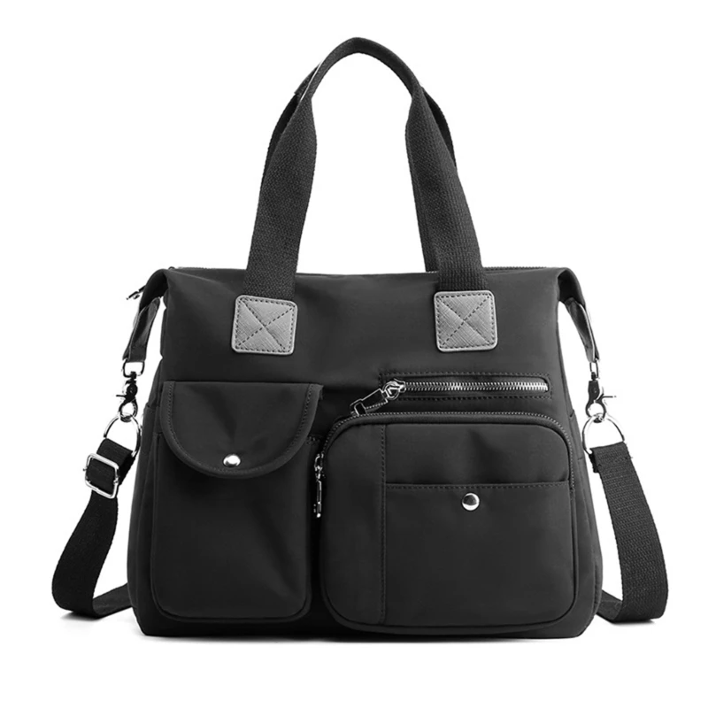 

E74B Nylon Tote Bag Leisure Casual Bag Large Capacity Shoulder Bag for Girl Women Solid Color Trendy Bag Travel Bags Handbag