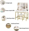 Vanity Desk with Mirror and 10 Led Lights Charging Station Makeup Table Set with Lighted Mirror 3 Lighting Modes 2 Drawers 6