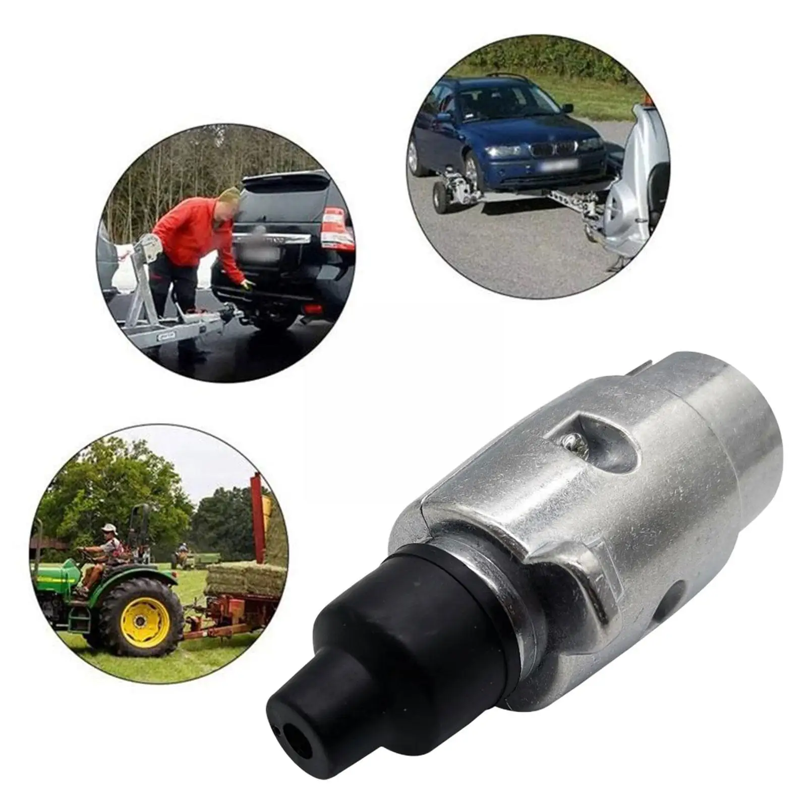 7 Pin Aluminium Alloy Plug Trailer Truck Towing Electrics 12V Connector EU Plug Professional Replacement For Truck 4