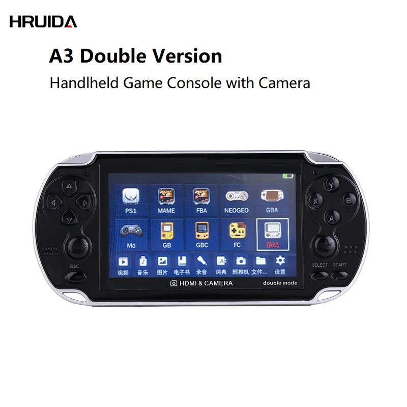 

New A3 Double Version Handheld Game Console with Camera 4.3 Inch HD TV Output Built-in 8G 10000+ Games Dual Rocker Retro Arcade