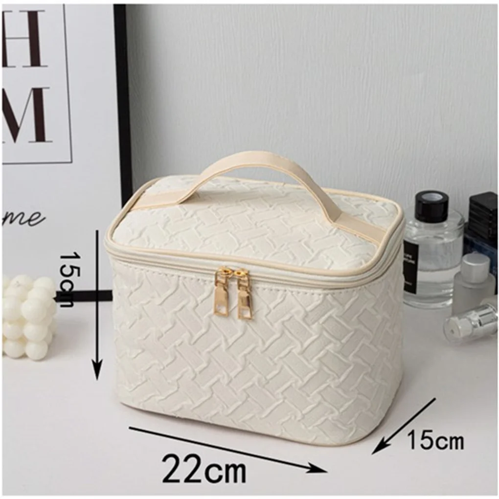 White Large-Capacity Travel Makeup Bag – Premium Stain-Resistant PU Leather Cosmetic Or... - SKU TMB16922 - UGI Packaging