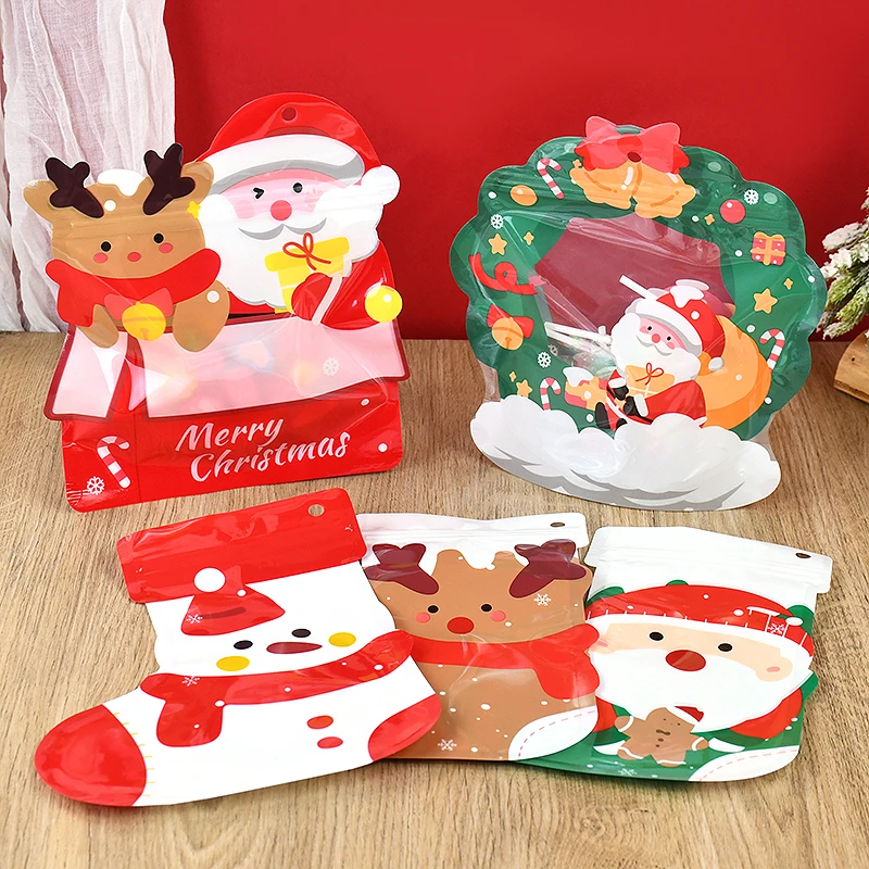 5/10 stücke Weihnachten Geschenk Tasche Für Süßigkeiten Schokolade Cookie Nougat Keks Verpackung Tasche 2024 Navidad Natal Noel Weihnachten Süßigkeiten Cookie taschen – Detail 7
