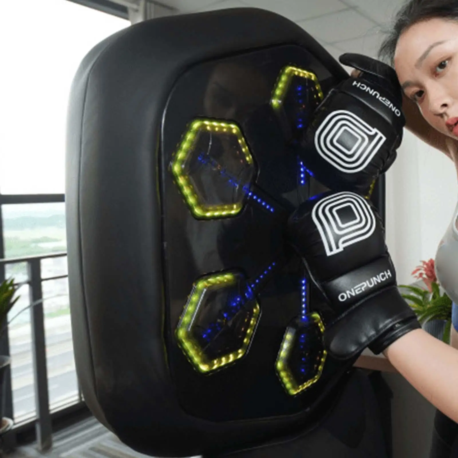 Cible murale de boxe musicale enfants adultes avec équipement  d'entraînement de gants fixé au mur 