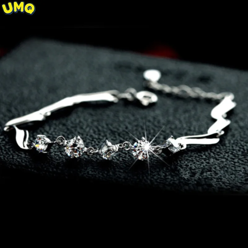 

Moissanite Diamond Bracelet Platinum Plating Sterling Silver Ten Stars Charms Bracelet Promise Gift for Women Girls Fine Jewelry