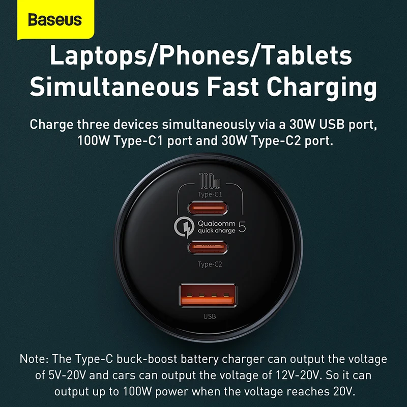 Car Charger 160W Quick Charge 5.0 QC 4.0 PD 3.0 USB Type C 65W For iPhone Xiaomi Macbook Pro Laptop