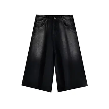 Wide-leg Seven-point Denim Shorts Men's 2025 Summer New High-end Fashion Brand Straight Casual Pants Man Jeans Y2k Clothes Baggy 1