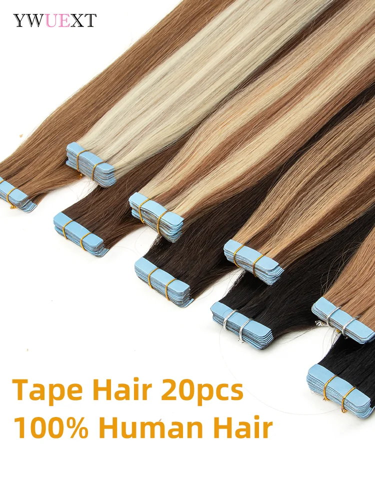 Tape In Straight Human Hair Extensions Brazilian Hair Adhesive Extensions Skin Weft Chocolate Brown Real Human for Women