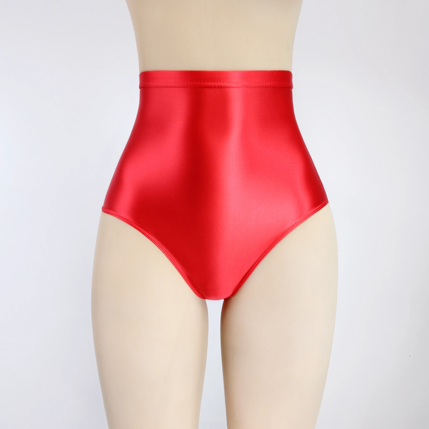 Masked staffs glossy briefs pants with buttocks sexy Silky solid bikini super High waist tights underpants Oily briefs