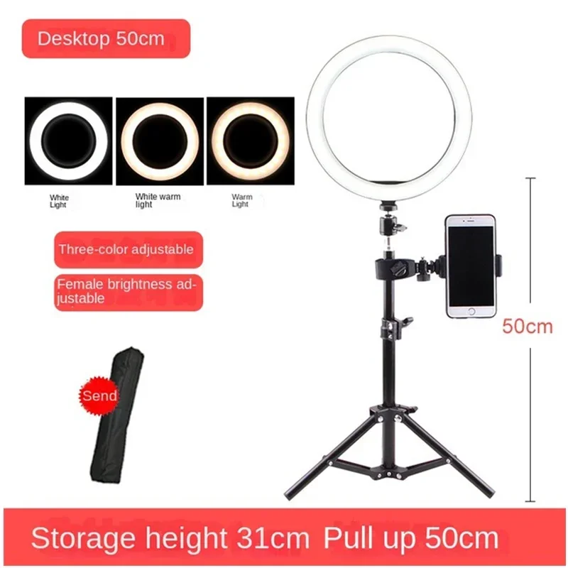 LED Ring Light with Tripod Stand and Phone holder for Live Stream/Makeup/YouTube Video/, Compatible with All Phones