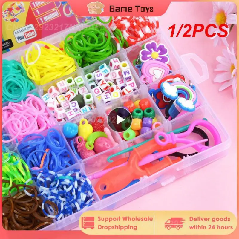 

1/2PCS Colorful Loom Bands Set Candy Color Bracelet Making Kit Rubber Band Woven Bracelet Kit Craft Toys Gifts