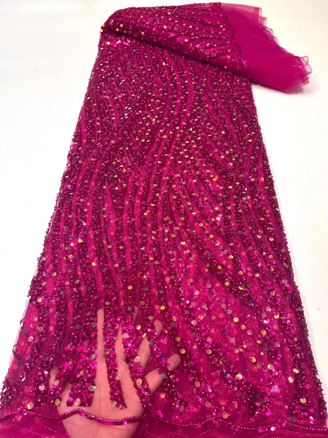 

Новинка 2023, изысканная 3D сетчатая ткань с аппликацией в виде листьев дерева, модная Милая ткань для платья с бусинами и блестками, 5 ярдов