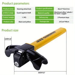 Heavy Duty Universal Car Steering Wheel Lock with Rotary Design for Enhanced Anti - Theft Security (1set)