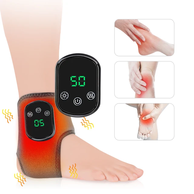 Electric Foot Ankle Massager With Heat & Vibration Cordless Heating Pad Ankle Wrap for Sports Recovery Infrared Warm Support