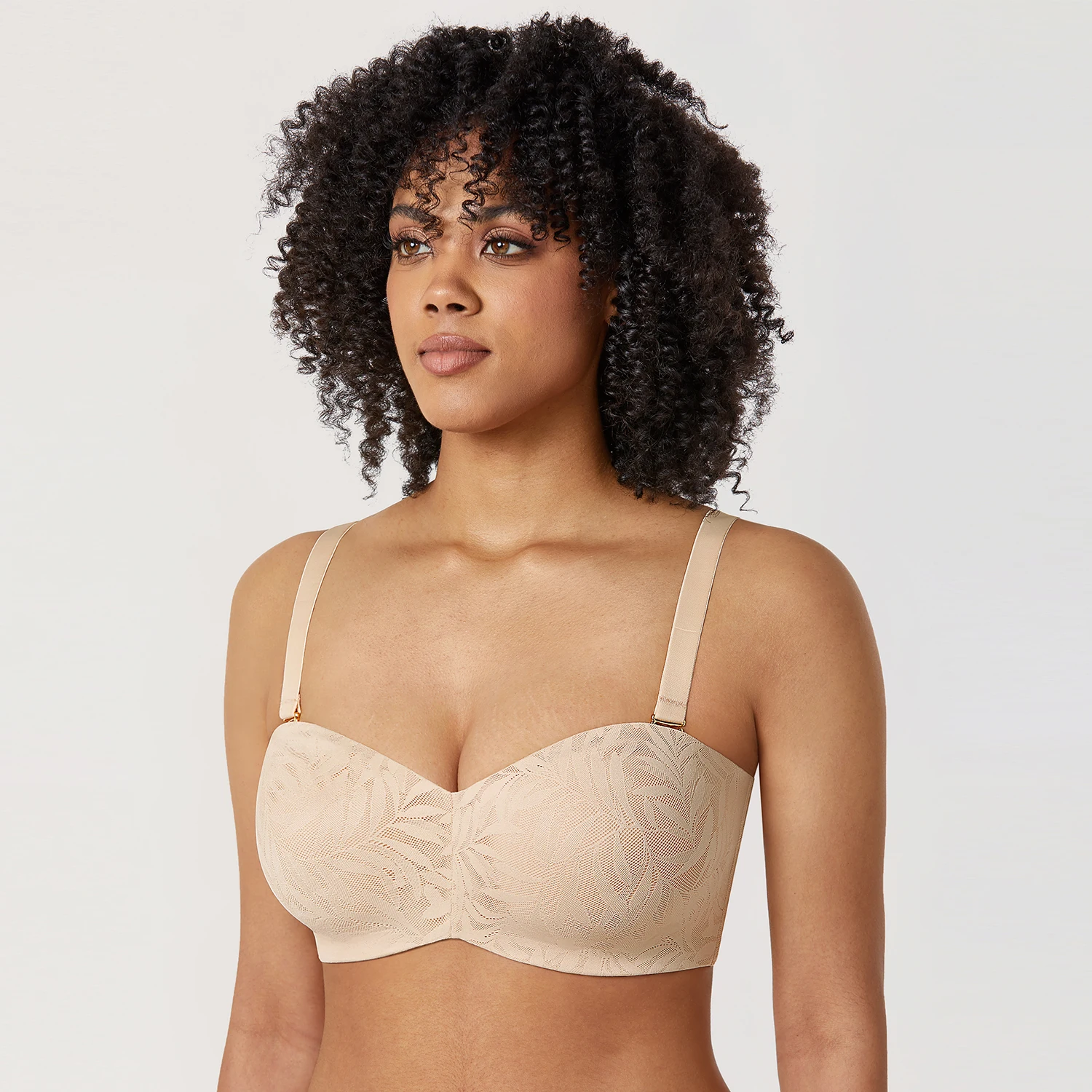 Women's Strapless Bra for Big Busted Minimizer Unlined Underwire Lace Bandeau Plus Size Full Coverage A-DD E F G 32-40 42 44