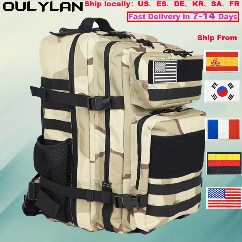 

Oulylan Tactical Backpack Outdoor Training Bag Hiking Camping Travel Rucksack Army 3D 25L 45L Military Trekking Molle Knapsack