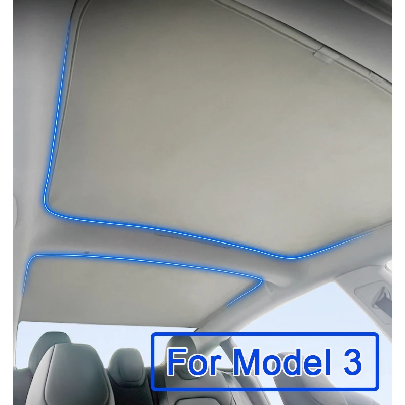 Car Sunshade Ice Cloth Buckle Glass Roof Sunshade Front Rear Sunroof Skylight for Tesla Model 3 Y-highland