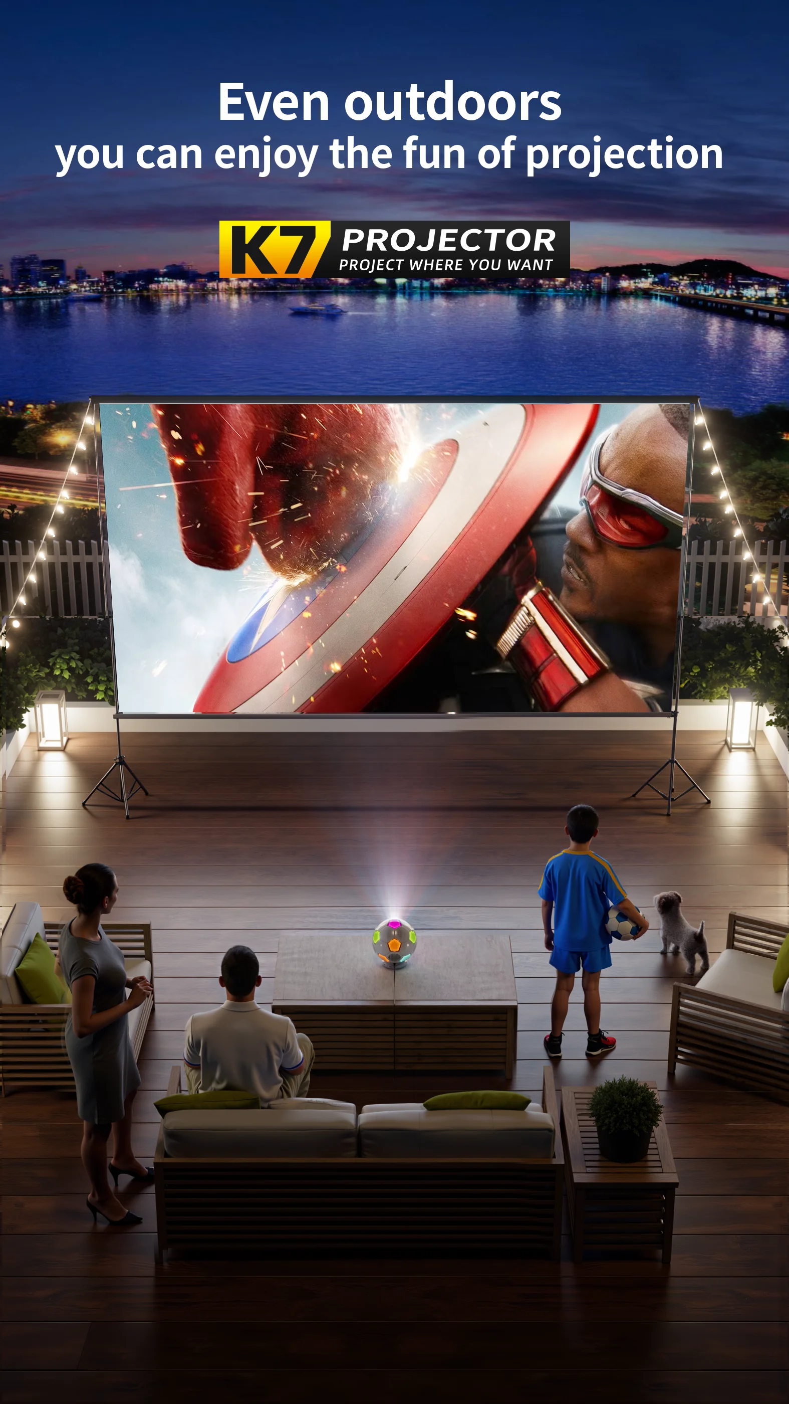 1080P Projector Portable WiFi6 Bluetooth Rotatable Ceiling Projector for Bedroom