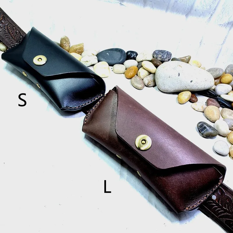 Blongk Glasses Case Waist Bag Handmade Genuine Leather Sunglasses Box Pocket Belt Pack Portable Men Women YJHd-2S waist bag