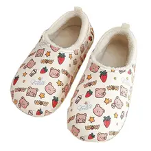 

Home Winter Women's Thick Sole Waterproof Anti-Slip Rubber Slippers Warm Indoor Fur Cotton Men's Couples Women's Cartoon Shoes