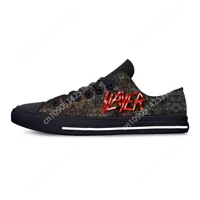 Slayer Heavy Metal Rock Band Music Fashion Funny Casual Cloth Shoes Low Top Lightweight Breathable 3D Printed Men women Sneakers 1