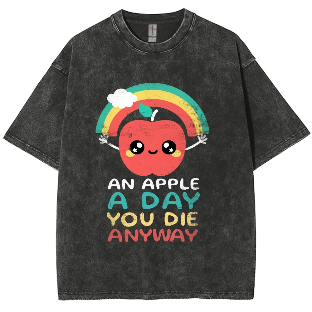 Mens Cotton T Shirt Y2K Men Women Unisex Harajuku Washed T-Shirt Streetwear Retro Cotton T Shirts