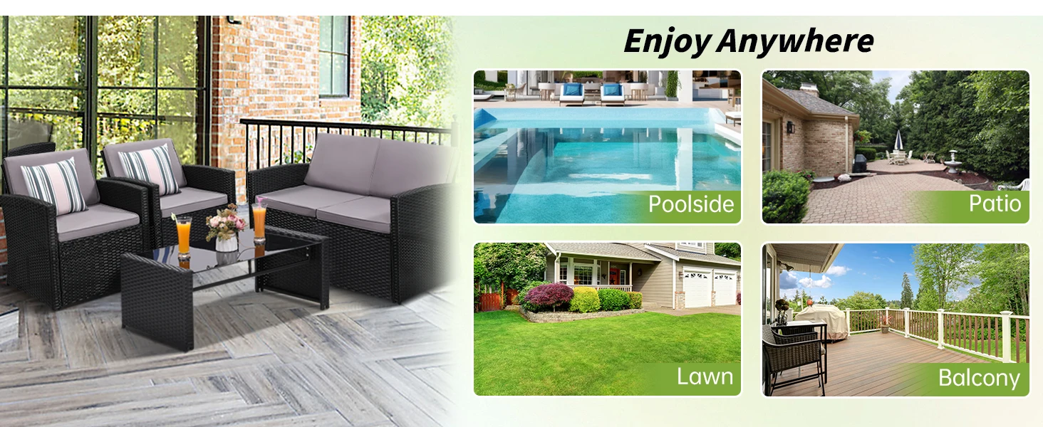 outdoor furniture set patio sectional wicker rattan cushion chair sofa couch table piece table