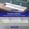 47'' Bathroom Sink Double-Bowl Wall Mounted Trough Floating Sink in Matte White Washhand Stand Sinks Furniture Fixture Home 2