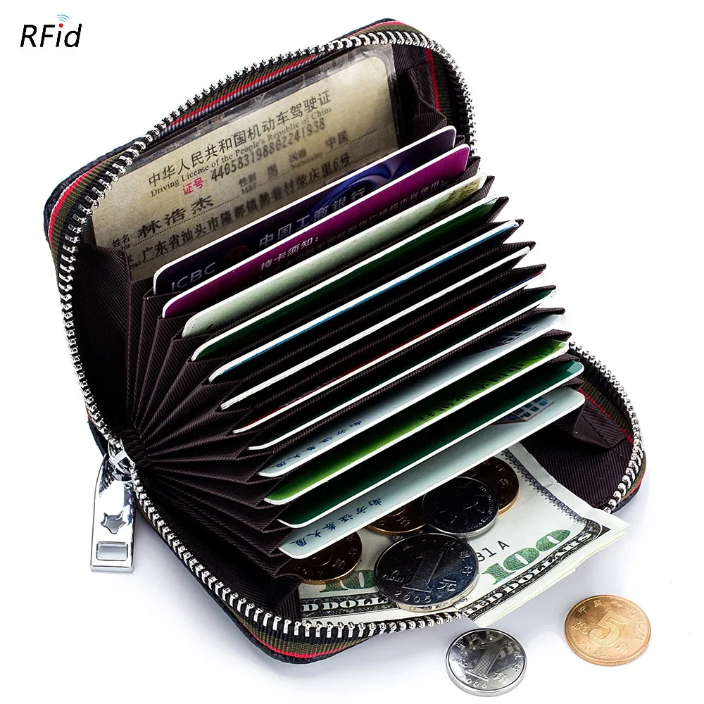 New Organ Card Bag for Men and Women RFID Genuine Leather Card Wallet Unisex Credit Holder ID Holder Coin Purse Coin Pouch
