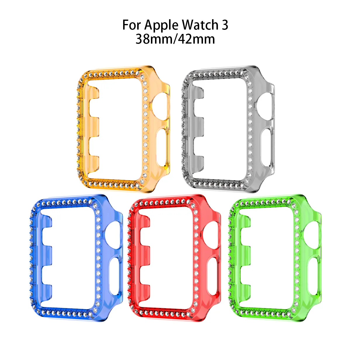 

Watch Case for iWatch 1 2 3 4 5 6 44mm 42mm 40mm 38mm Candy Color Single Row Diamond Cut Out Watch Protector Cover