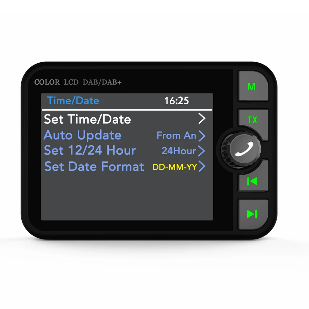   ׷ MP3 FM ۽ű, LCD ÷ ũ  ù,  ȣȯ 5.0 Dab  , 2.4 ġ